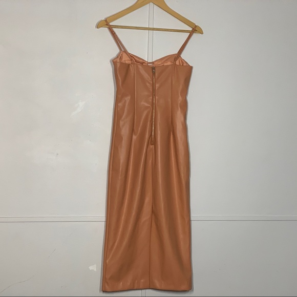 Bardot Sibella Sleeveless Faux Leather Midi Dress in Dusty Rose - Picture 6 of 13